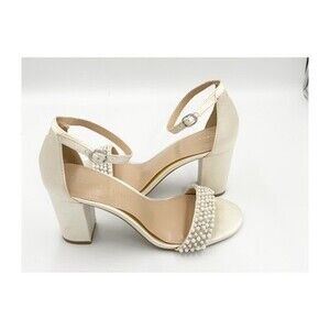 Kelly & Katie Hildie Sandals Women's Sz 8.5 Ivory Open Toe Ankle Strap Heels